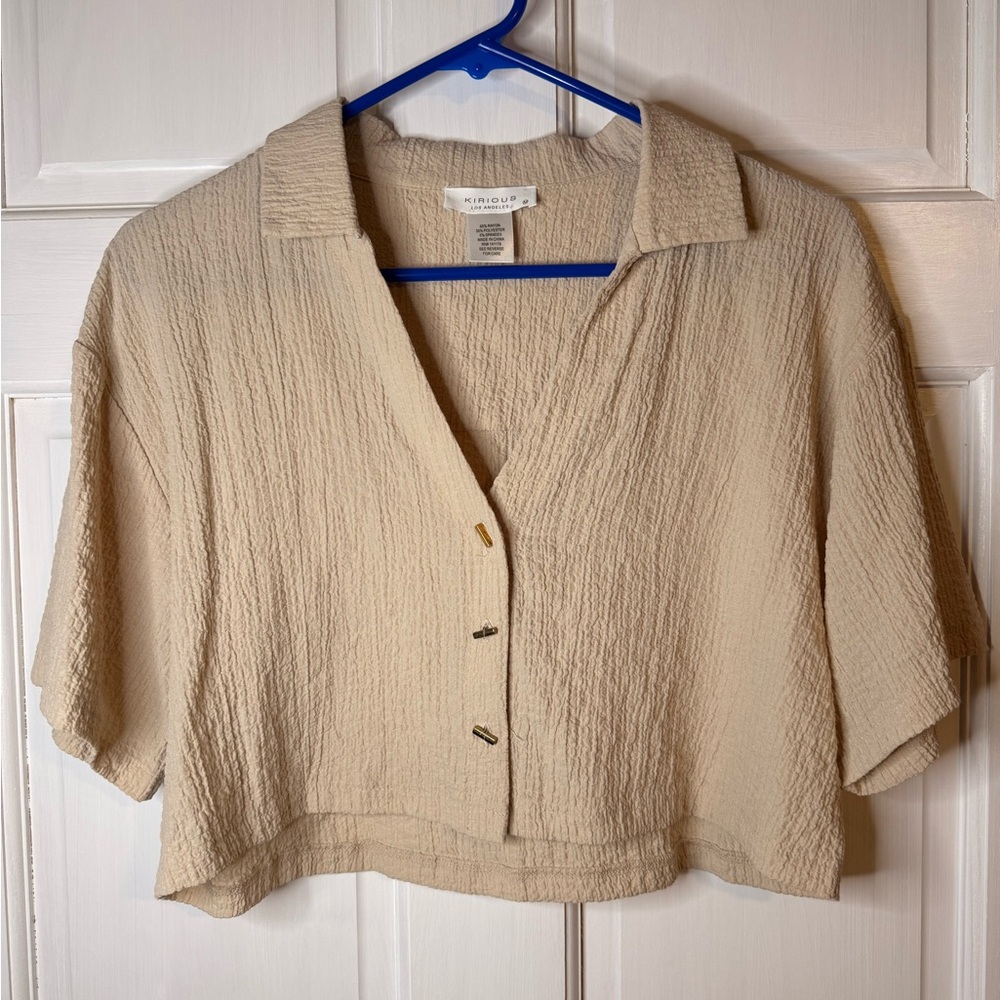 Elegant Beige Button-Down Shirt